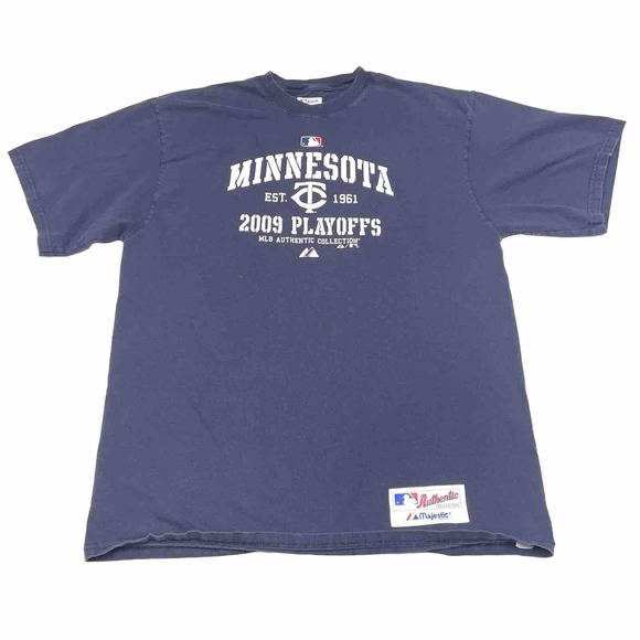 Minnesota Twins Shirt Adult Large Blue MLB Baseball Athletic Playoffs 2009 Mens - Picture 1 of 6